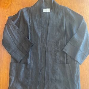A-MAZING ODEYALO Black 100% Linen Kimon Style Jacket with Pockets - A Classic!